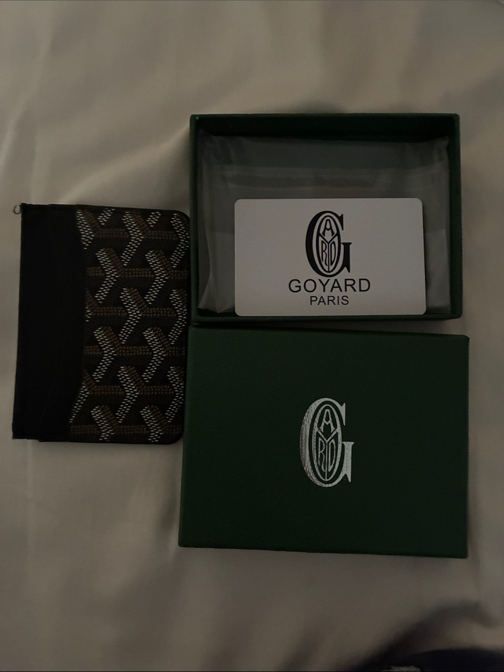 Black Goyard card holder, comes with box and card